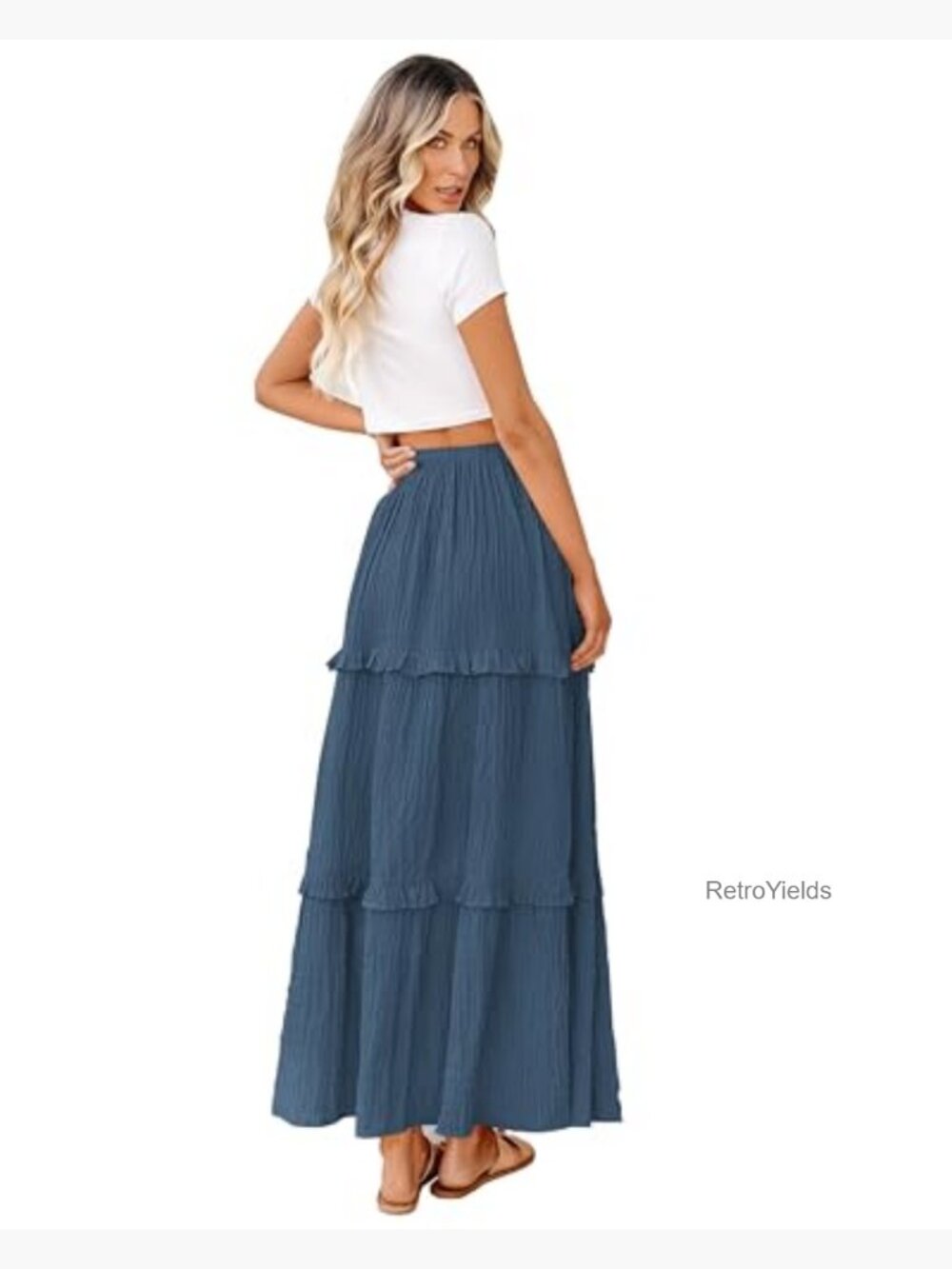 Elegant High Waist Flared A-Line Midi Skirt for Women - Picture 2 of 7